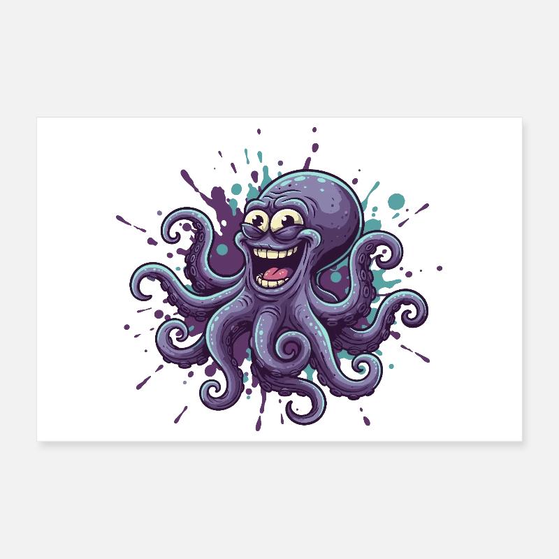 Happy Ink Octopus Graffiti Poster 30 x 20 cm