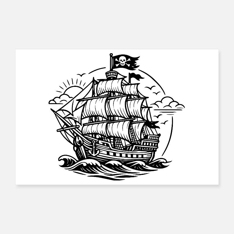 Pirate ship Poster 12" x 8" (30x20 cm)