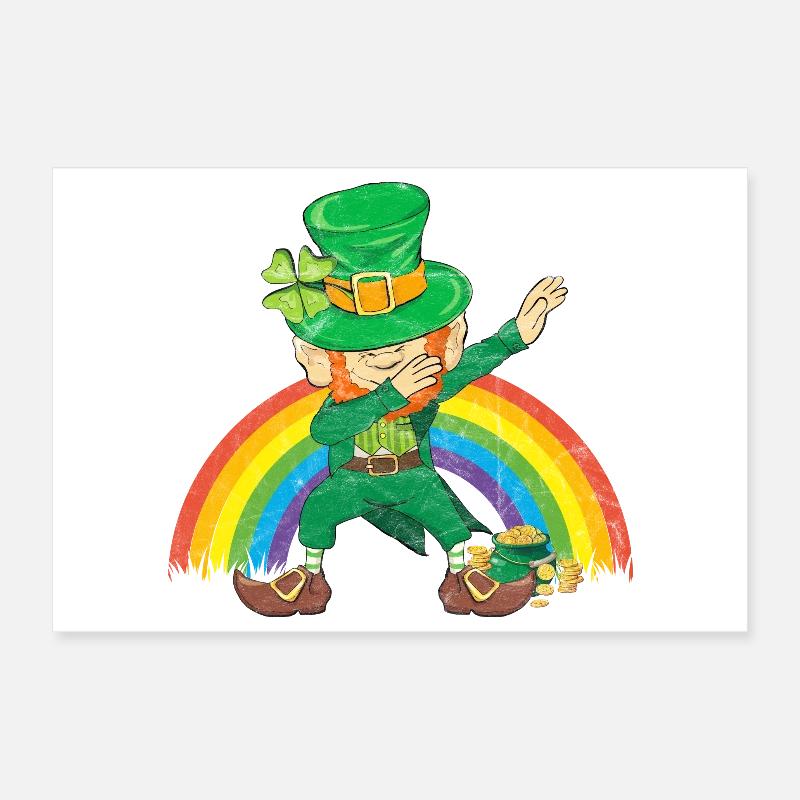 Tanzender Kobold Dabbing Regenbogen Poster 30x20 cm