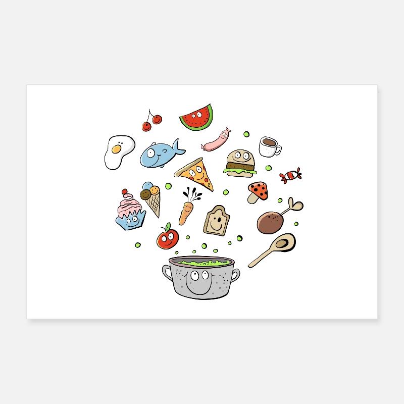 Nourriture Doodle I Mahzeit I nourriture Poster 30 x 20 cm