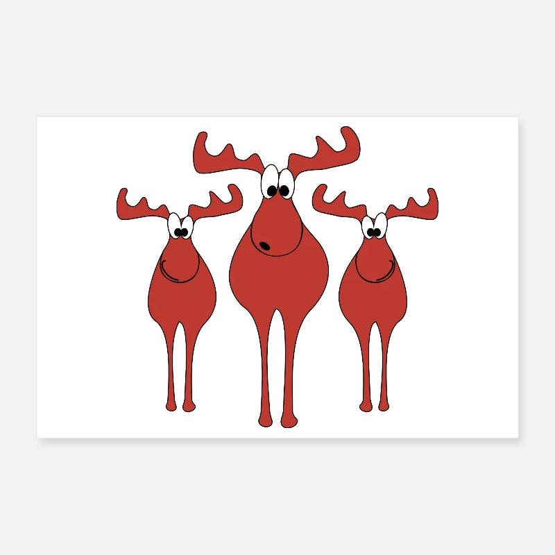 Moose Christmas Poster 12" x 8" (30x20 cm)