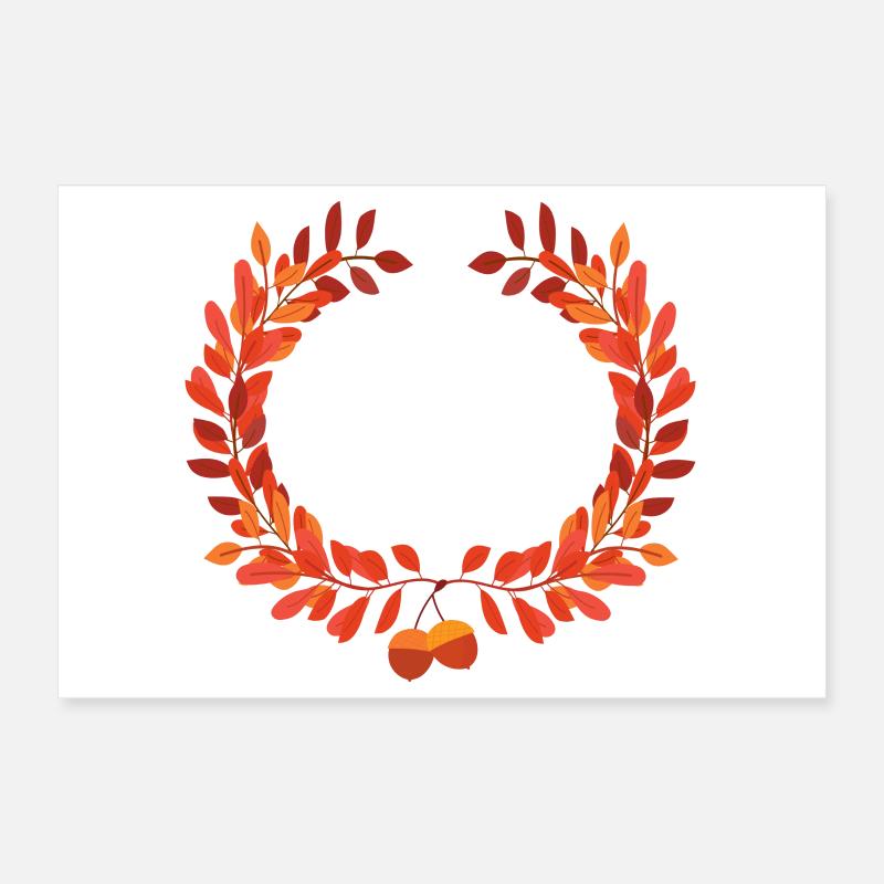 Herbstlaub Kranz mit Eicheln Poster 30x20 cm