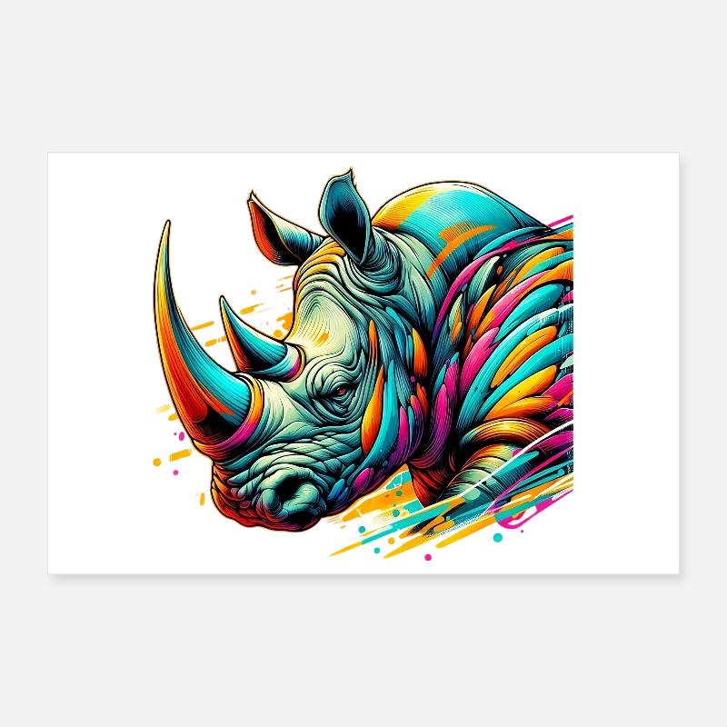 Rhinoceros Poster 12" x 8" (30x20 cm)