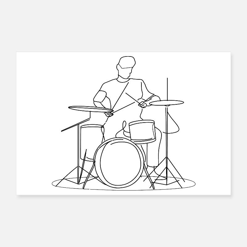 Drummer Sketch Poster 12" x 8" (30x20 cm)