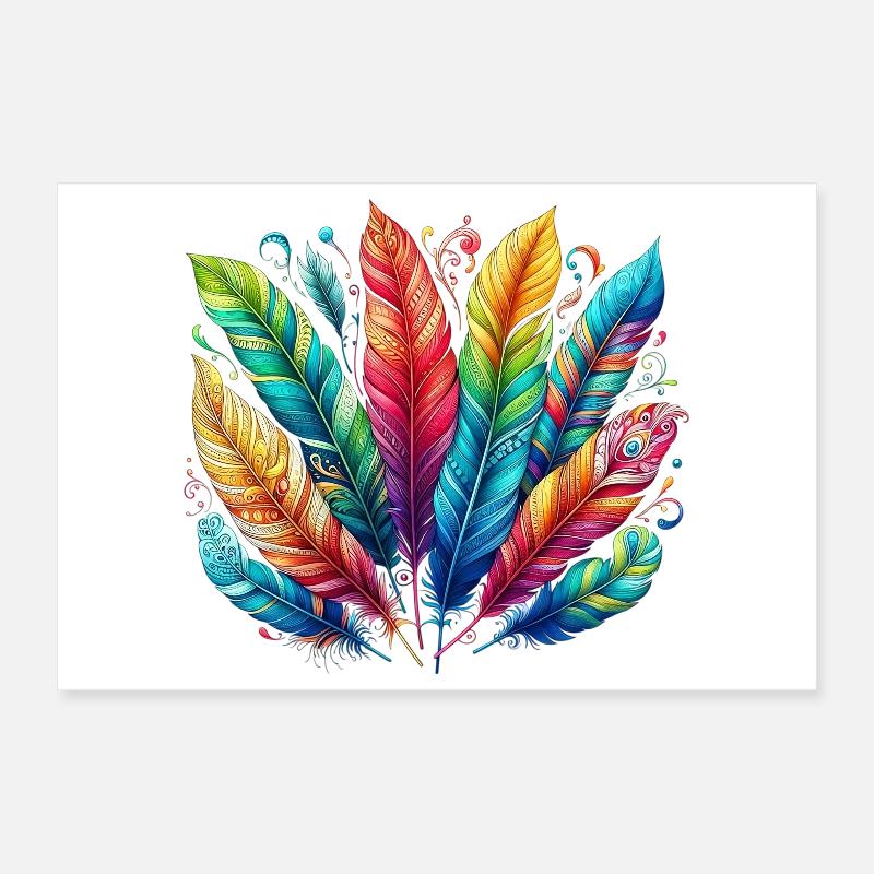 Feather Feather Pen Pens Poster 12" x 8" (30x20 cm)