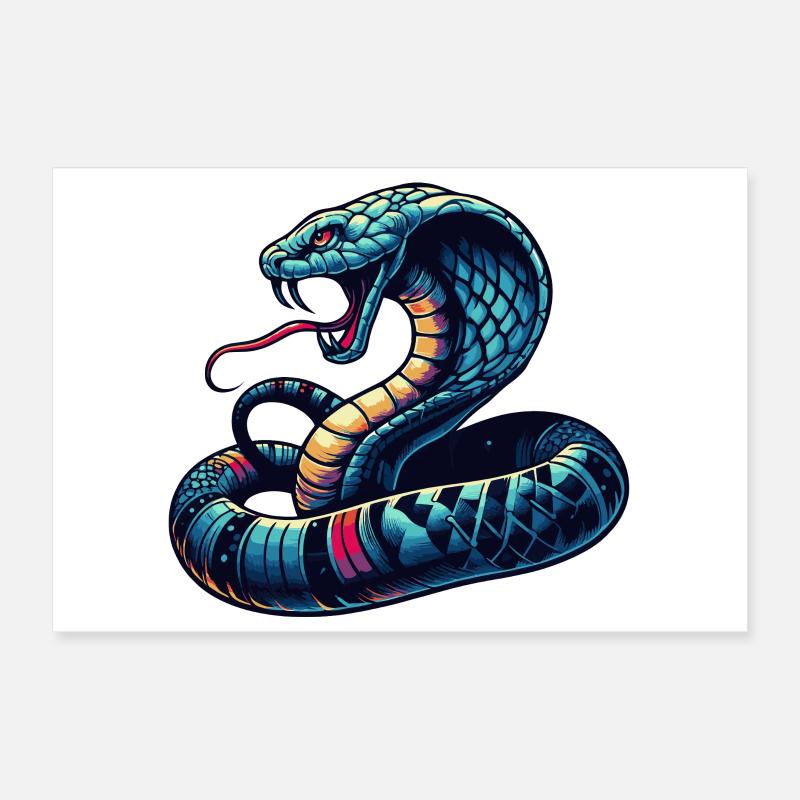 motif serpent Cobra dynamique et coloré Poster 30 x 20 cm