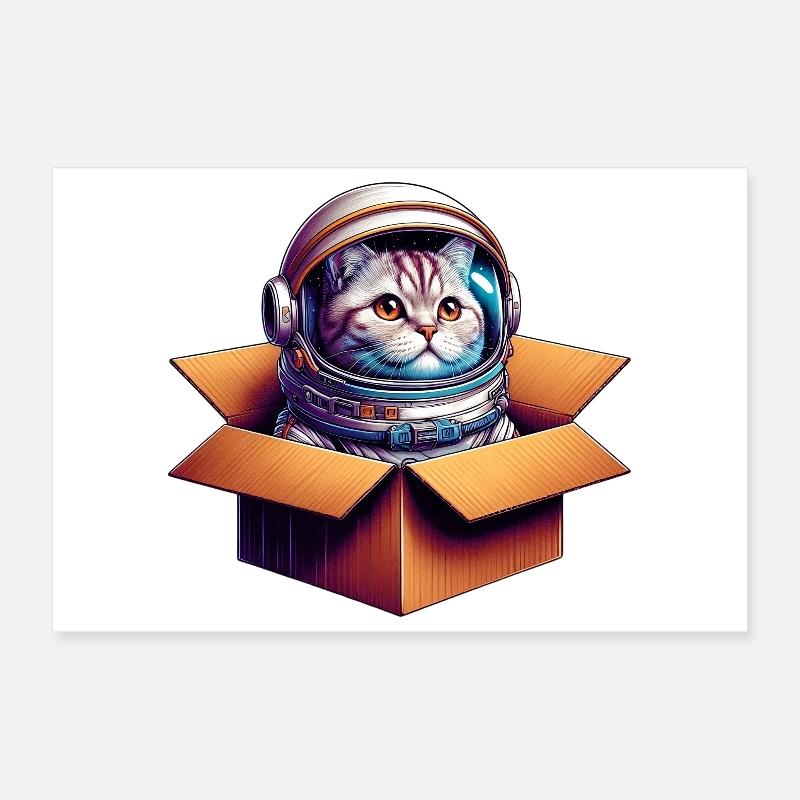 Cat Astronaut Poster 12" x 8" (30x20 cm)