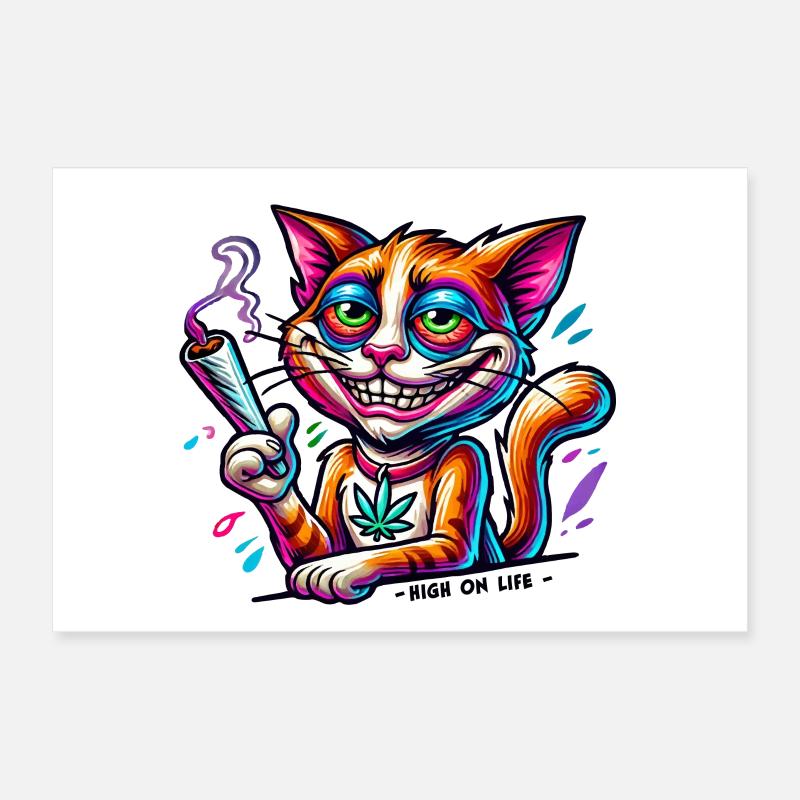 High Cat - High on live Poster 12" x 8" (30x20 cm)