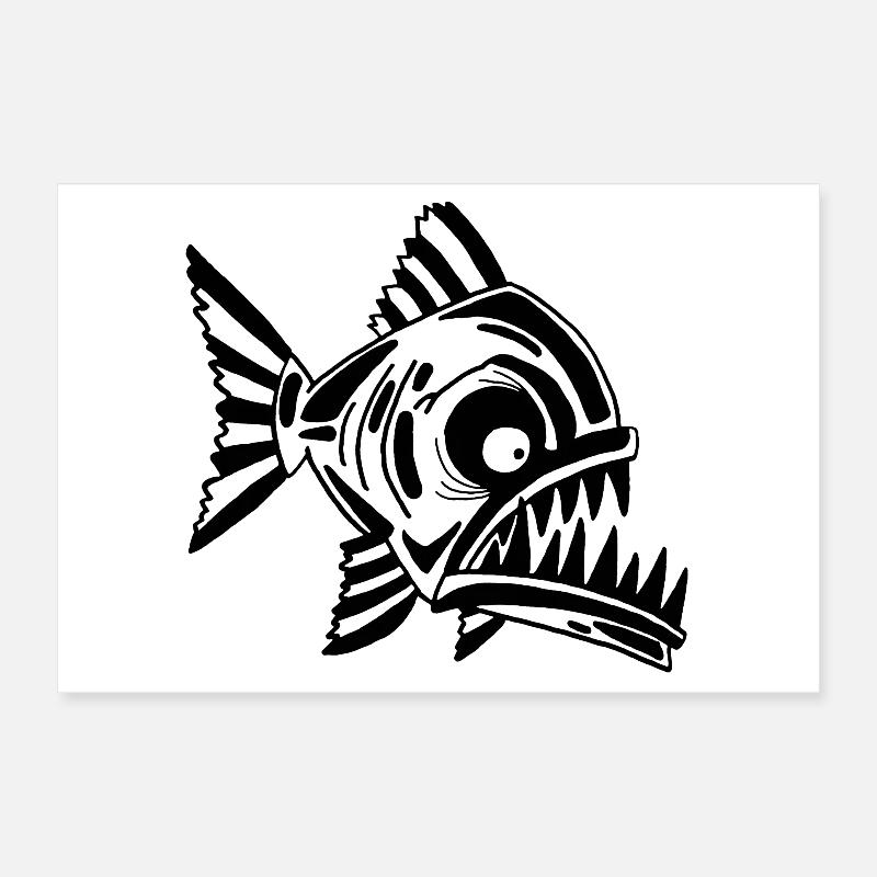 Fleischfressender Schwarzfisch Poster 30x20 cm