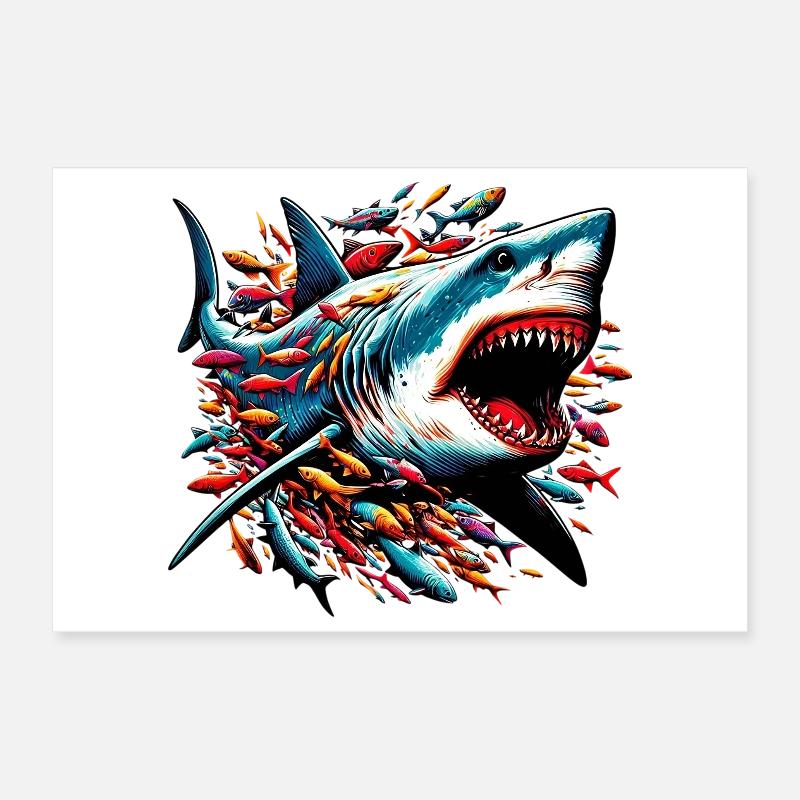 Shark Poster 12" x 8" (30x20 cm)