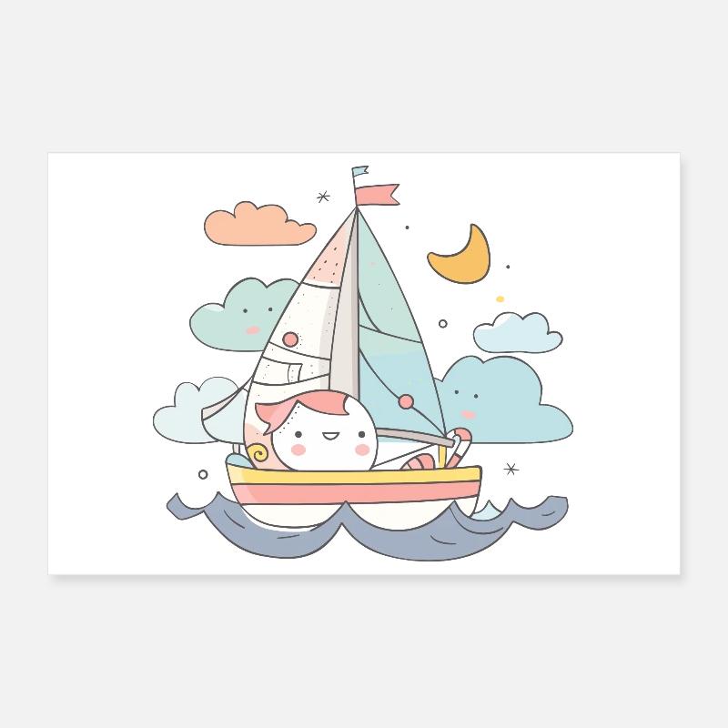Segeln Comic Stil Poster 30x20 cm