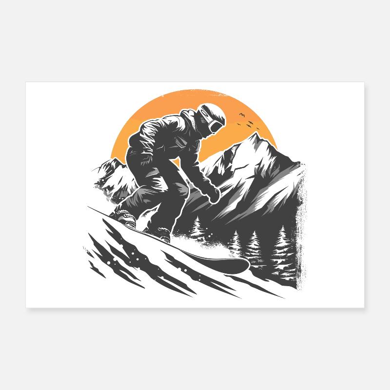 Dessin de snowboarder Poster 30 x 20 cm