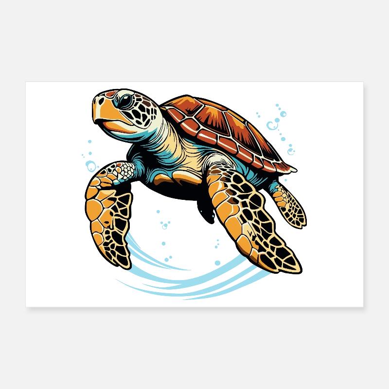 Sea turtle - Poster 12" x 8" (30x20 cm) - white