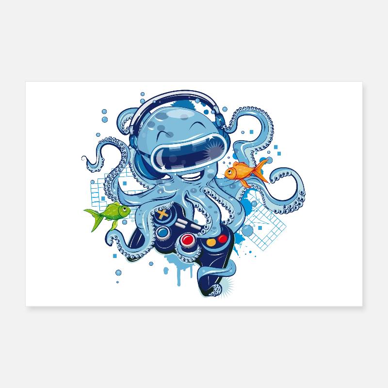 Octopus de jeu avec manette Poster 30 x 20 cm