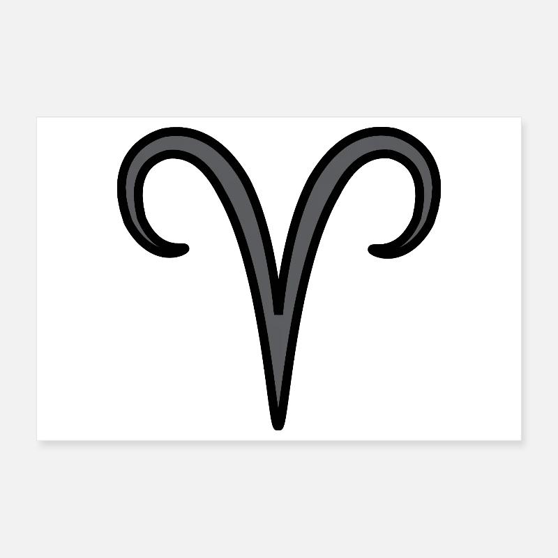 Widder Sternzeichen Symbol Schwarz & Grau Poster 30x20 cm