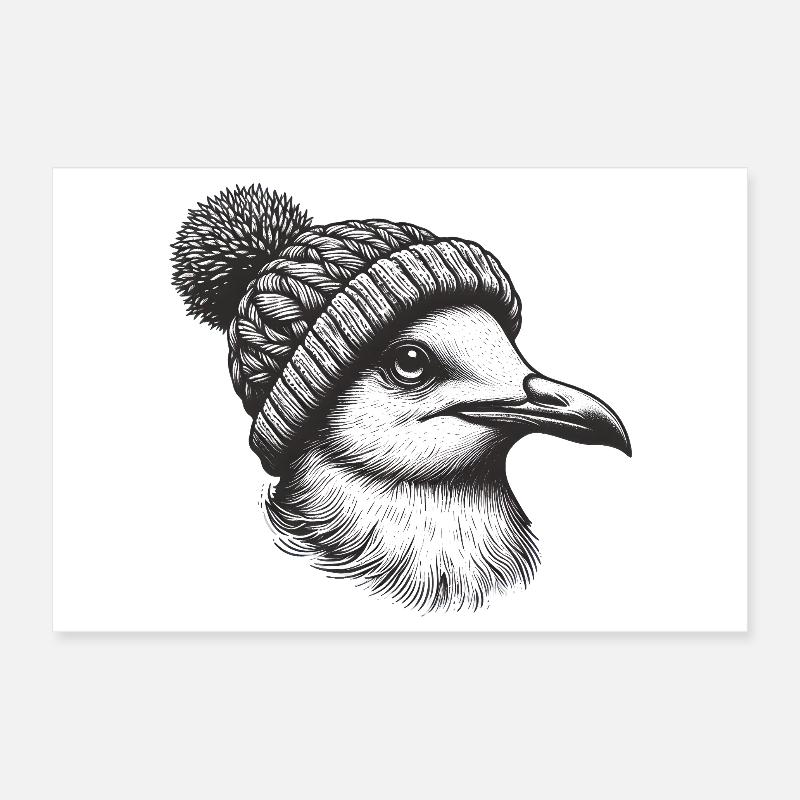 Möwe mit Pudelmütze Poster 30x20 cm