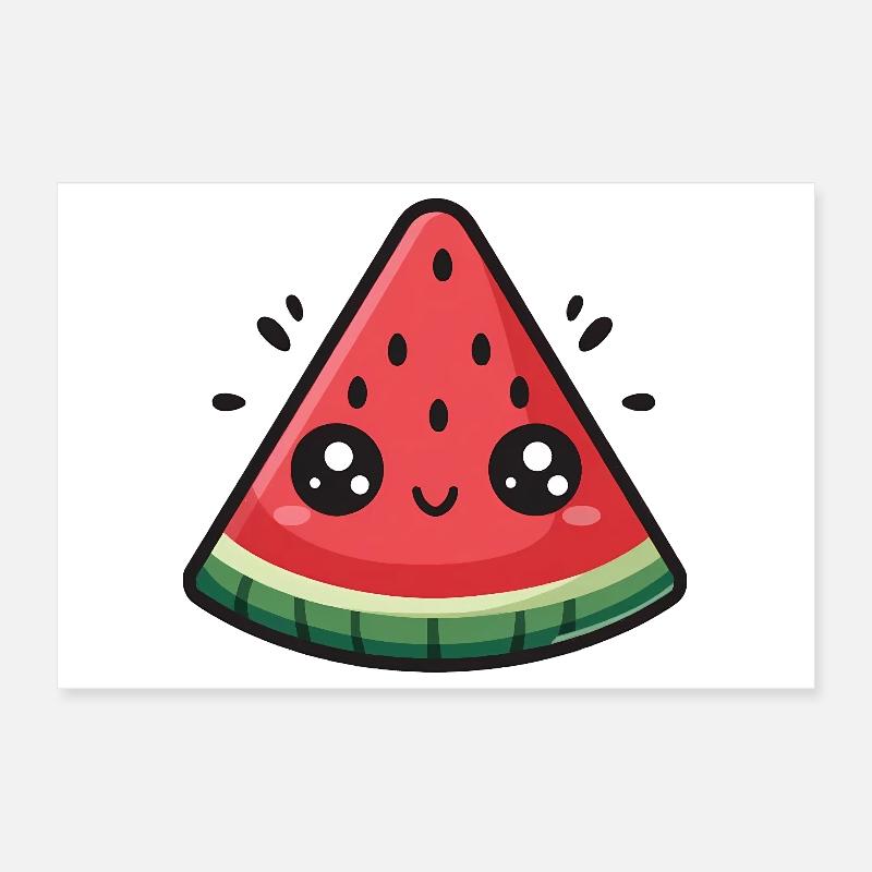 Kawaii Watermelon Slice Poster 12" x 8" (30x20 cm)