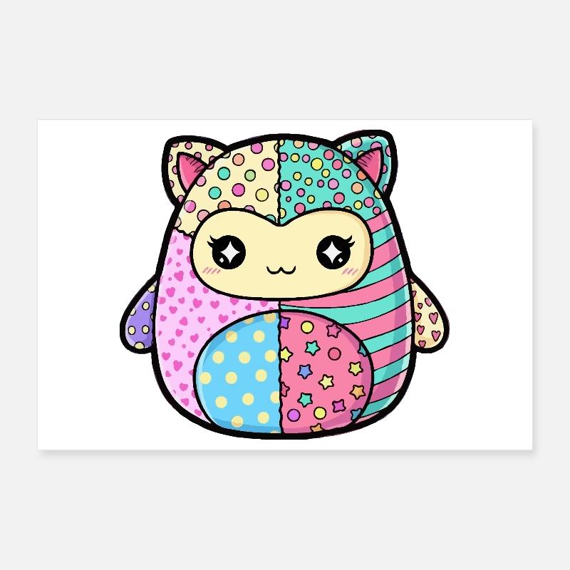 Patchwork Chaton Couleurs Pastel Poster 30 x 20 cm