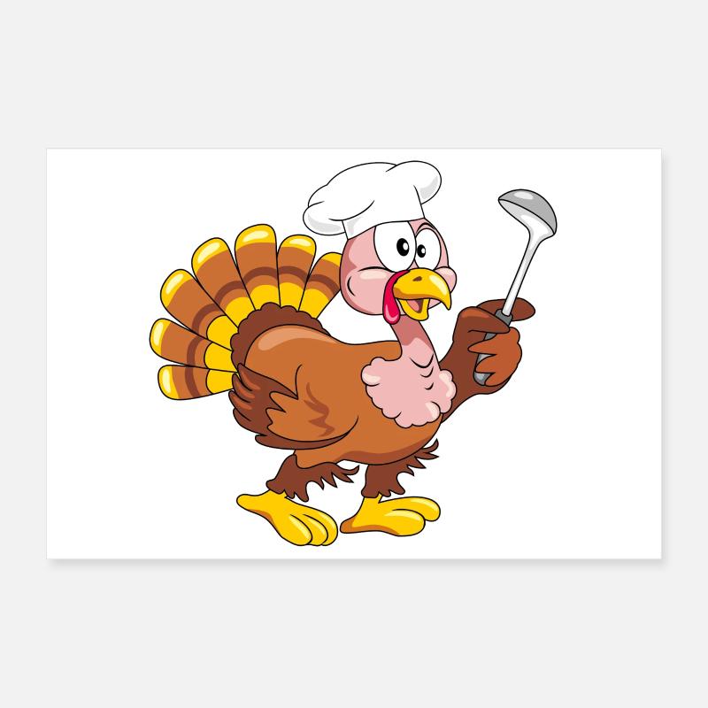 Cuisinier de dinde drôle et comique avec une louche Poster 30 x 20 cm