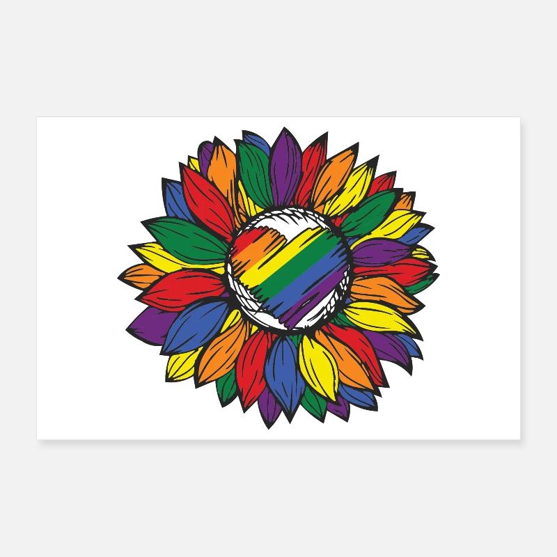 Rainbow Sunflower Pride Poster 12" x 8" (30x20 cm)