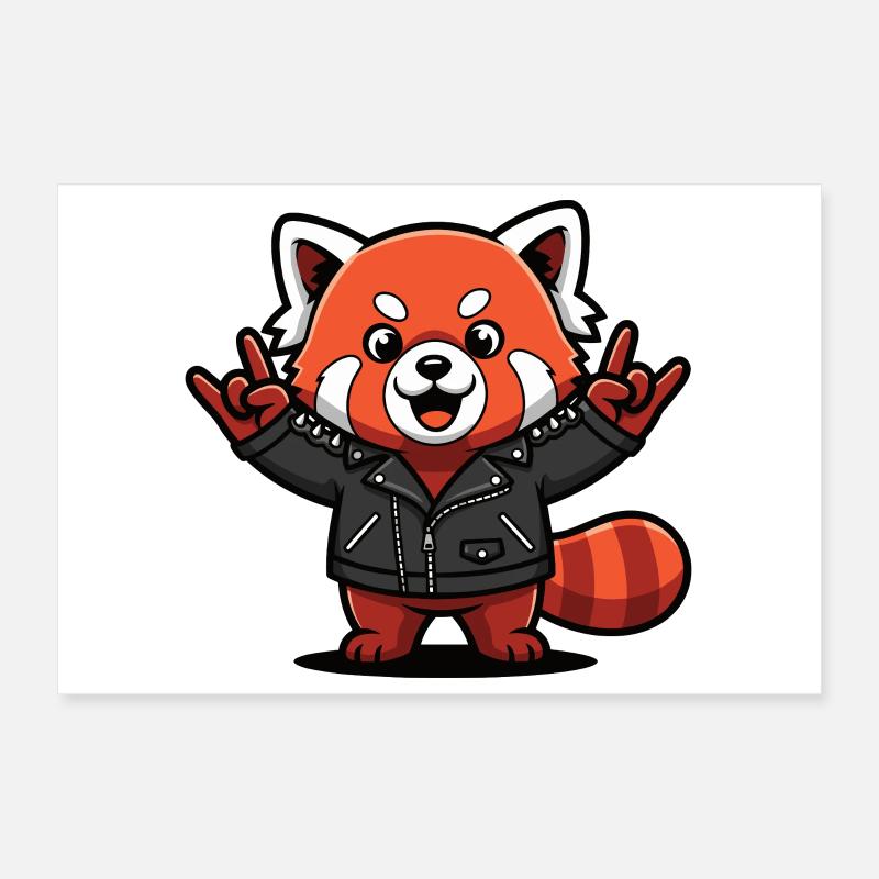 Red Panda in Leather Jacket Poster 12" x 8" (30x20 cm)