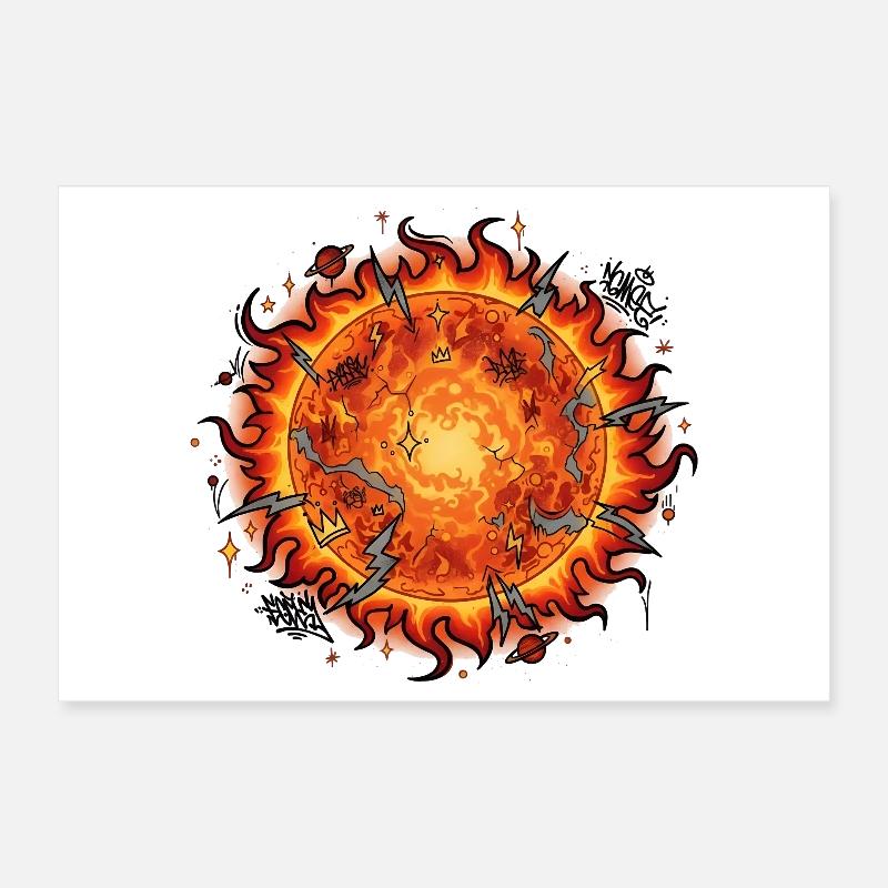 Flammender Sonnenball Explosion Poster 30x20 cm