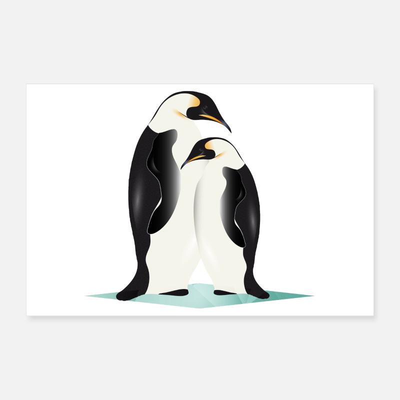 Deux pingouins élégamment dessinés Poster 30 x 20 cm