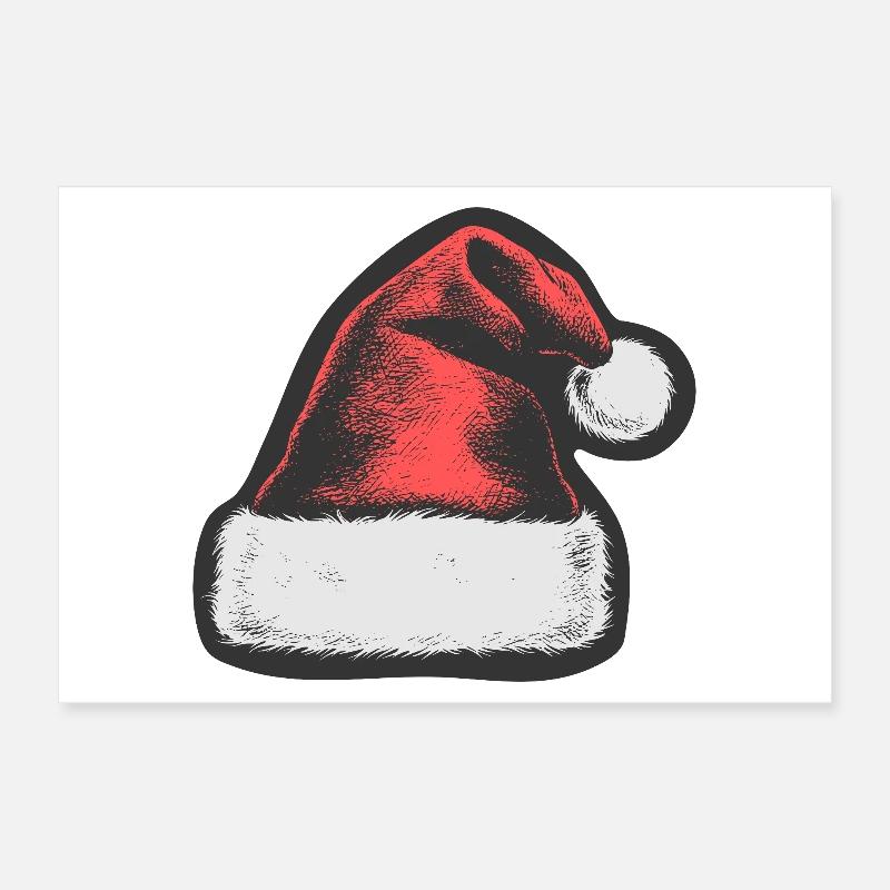 Red Christmas Hat Poster 12" x 8" (30x20 cm)