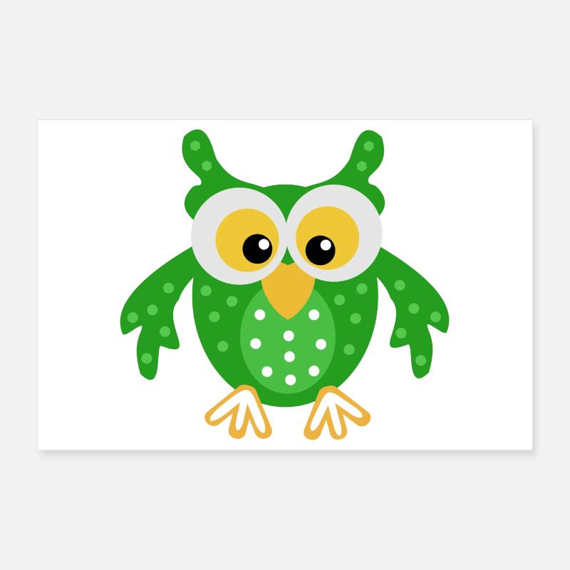 Grüne Eule mit Punkten Poster 30x20 cm