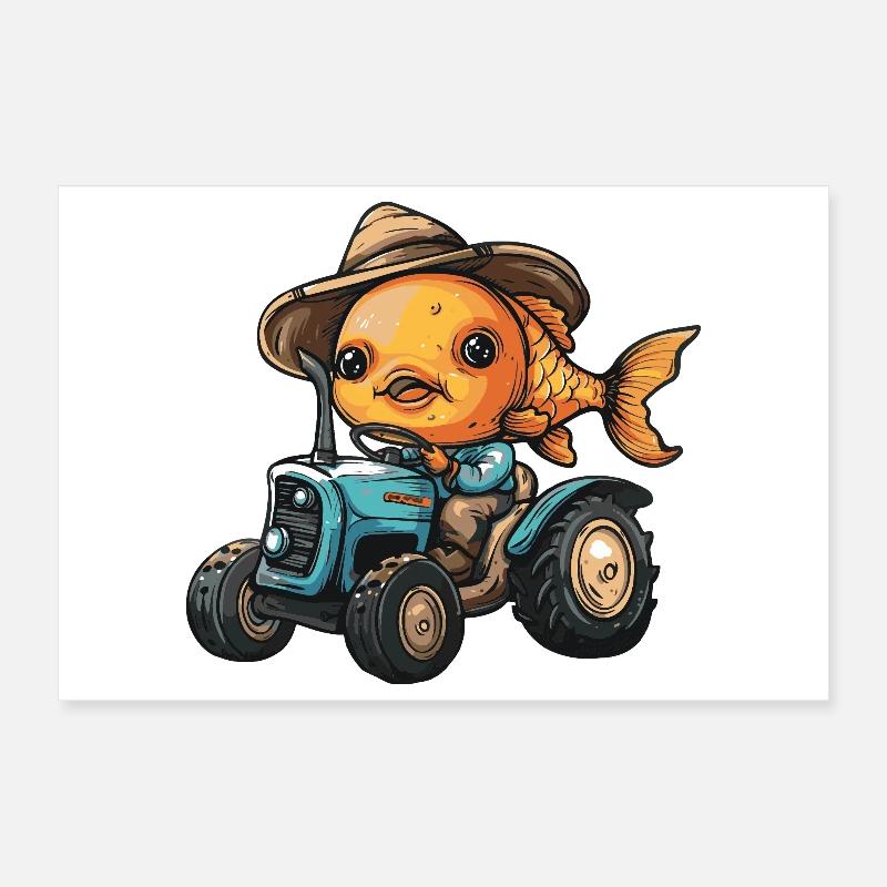 Goldfisch Traktor Farmer Poster 30x20 cm