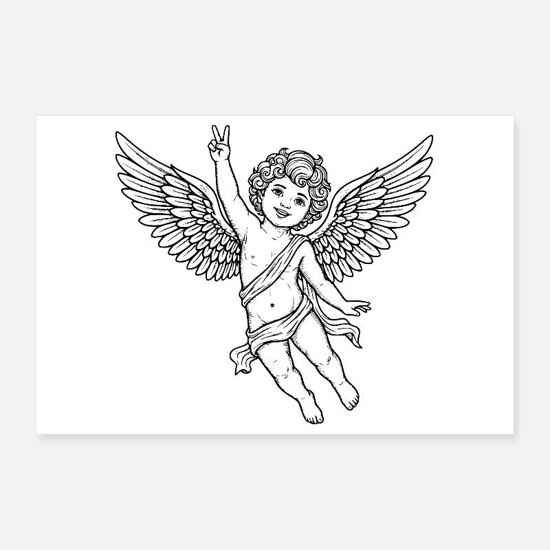 Ange de la Paix Joyeuse avec Signe de la Paix Poster 30 x 20 cm