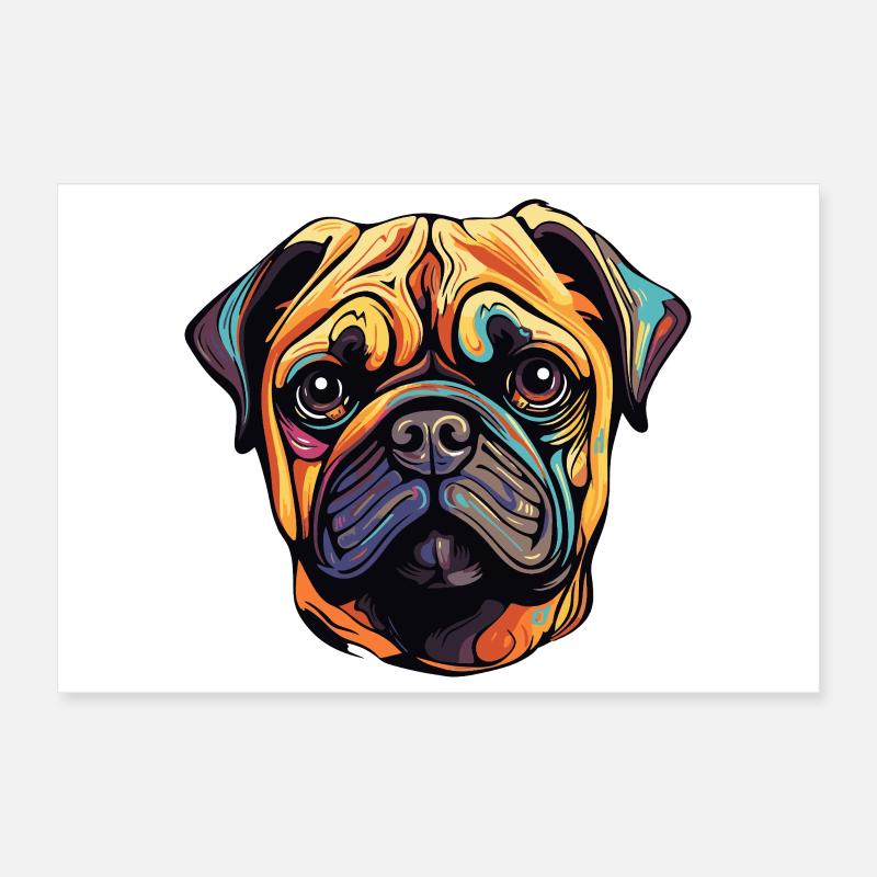 Pug Hund Poster 30x20 cm