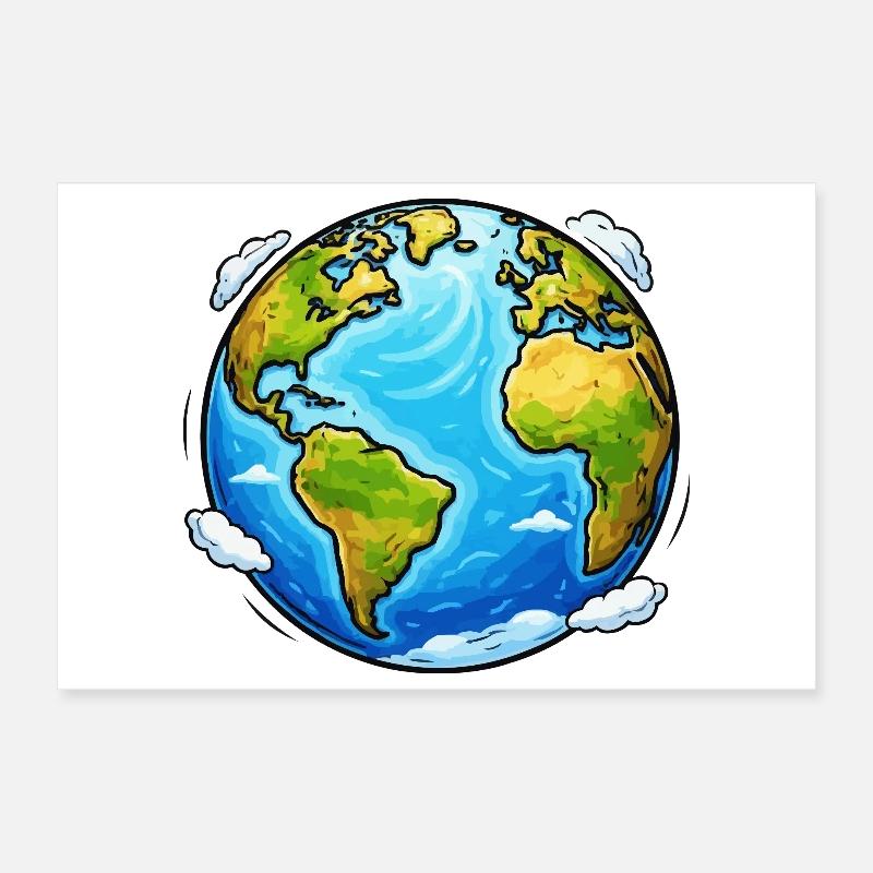 Earth Planet Poster 12" x 8" (30x20 cm)