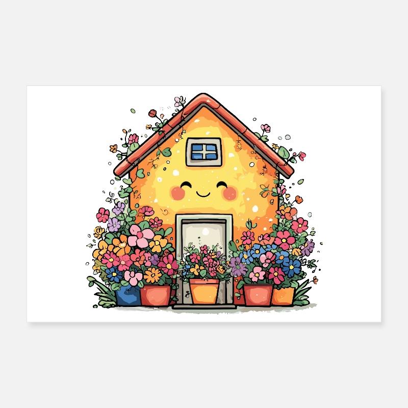 Maison fleurie cosy Poster 30 x 20 cm