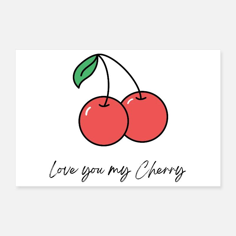 Double cherry with declaration of love Poster 12" x 8" (30x20 cm)