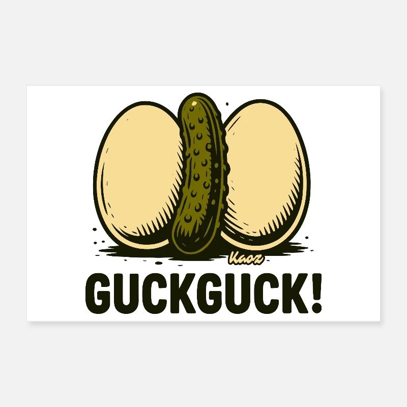 Two hard-boiled eggs with a cucumber Poster 12" x 8" (30x20 cm)