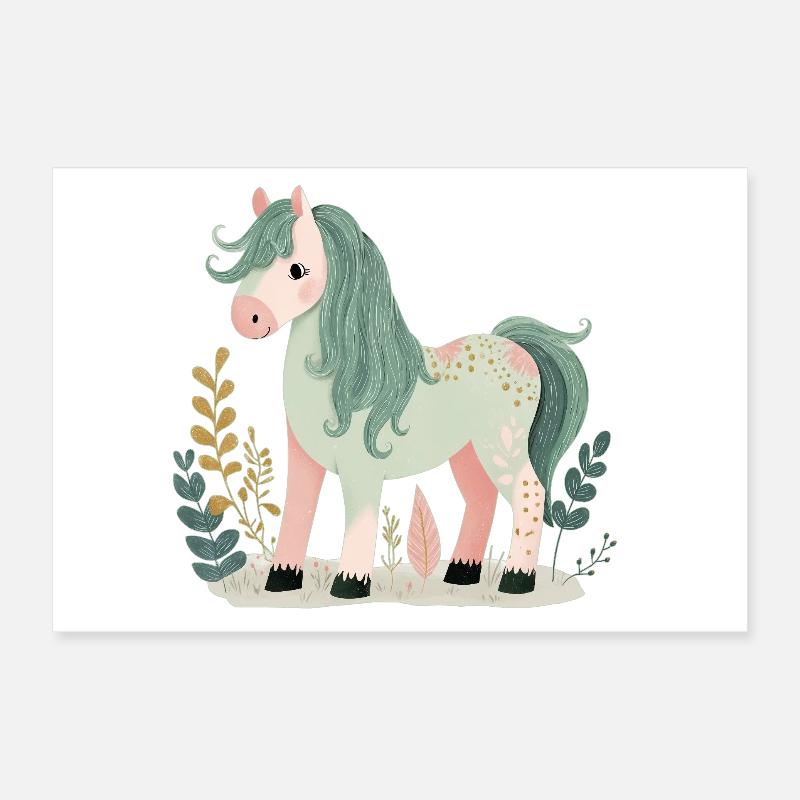 Niedliches Pony Pferd Poster 30x20 cm