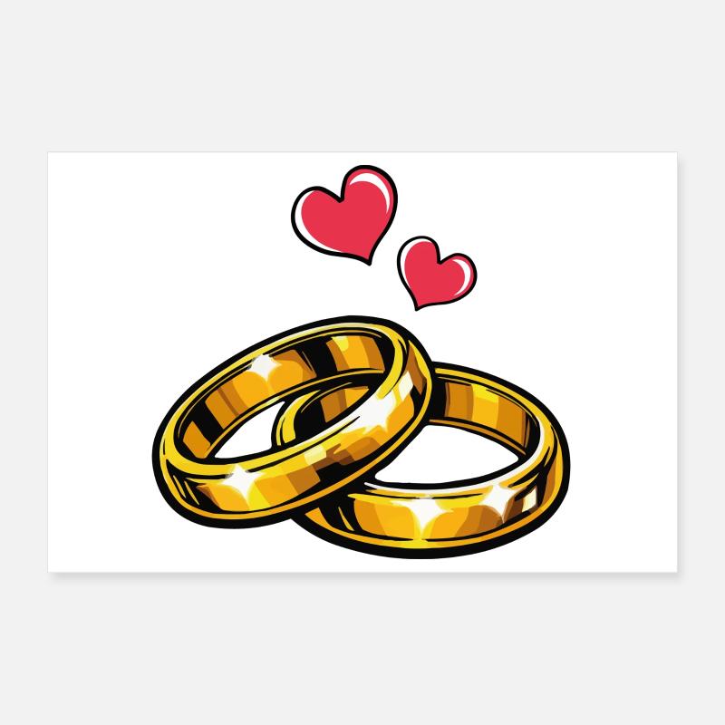 Goldene Eheringe mit Herzen Poster 30x20 cm