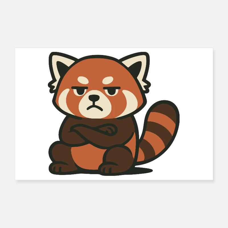 Grim Red Panda with Crossed Arms Poster 12" x 8" (30x20 cm)