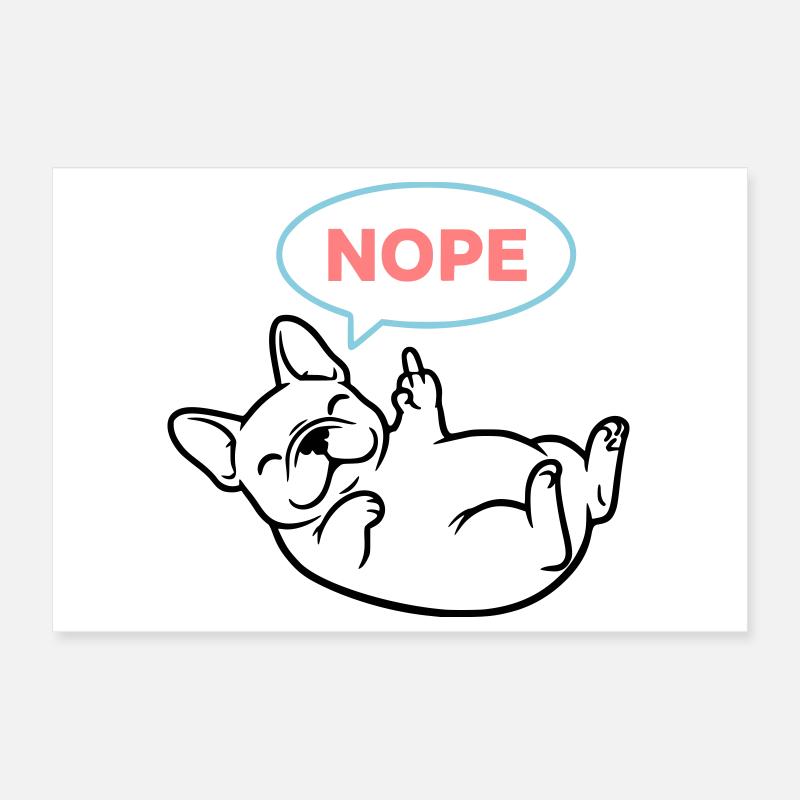 Frenchie Hund Nope Comic Bunt Poster 30x20 cm