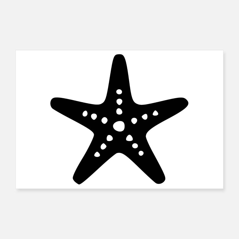 Plage de vacances de Black Starfish Poster 30 x 20 cm