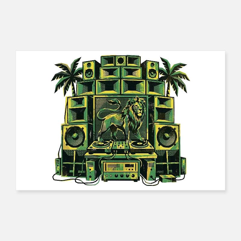 Reggae Lion Dub Soundsystem Poster 30x20 cm