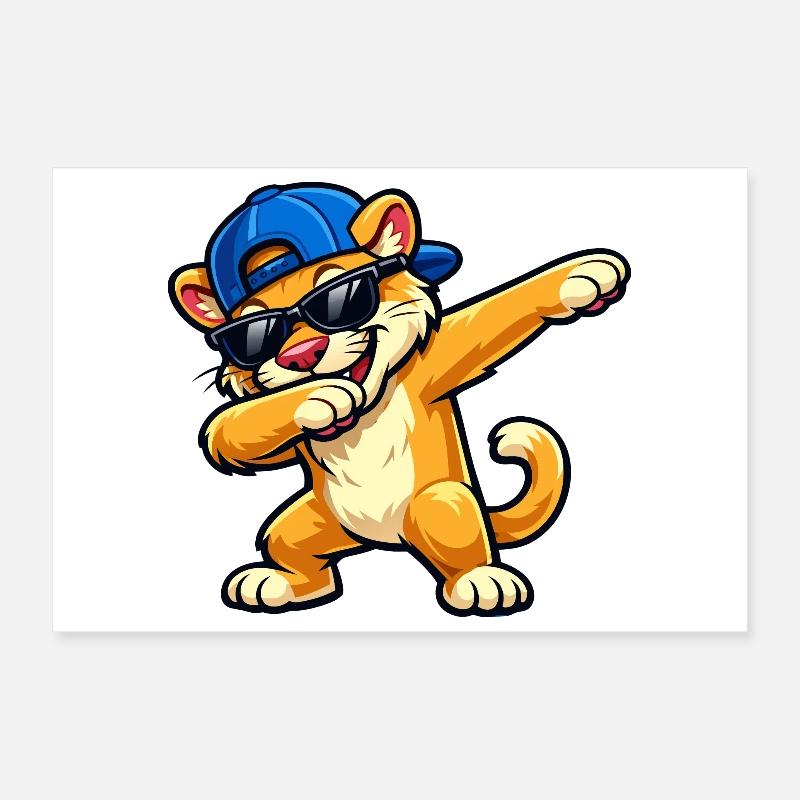 Dabbing Cougar Poster 12" x 8" (30x20 cm)