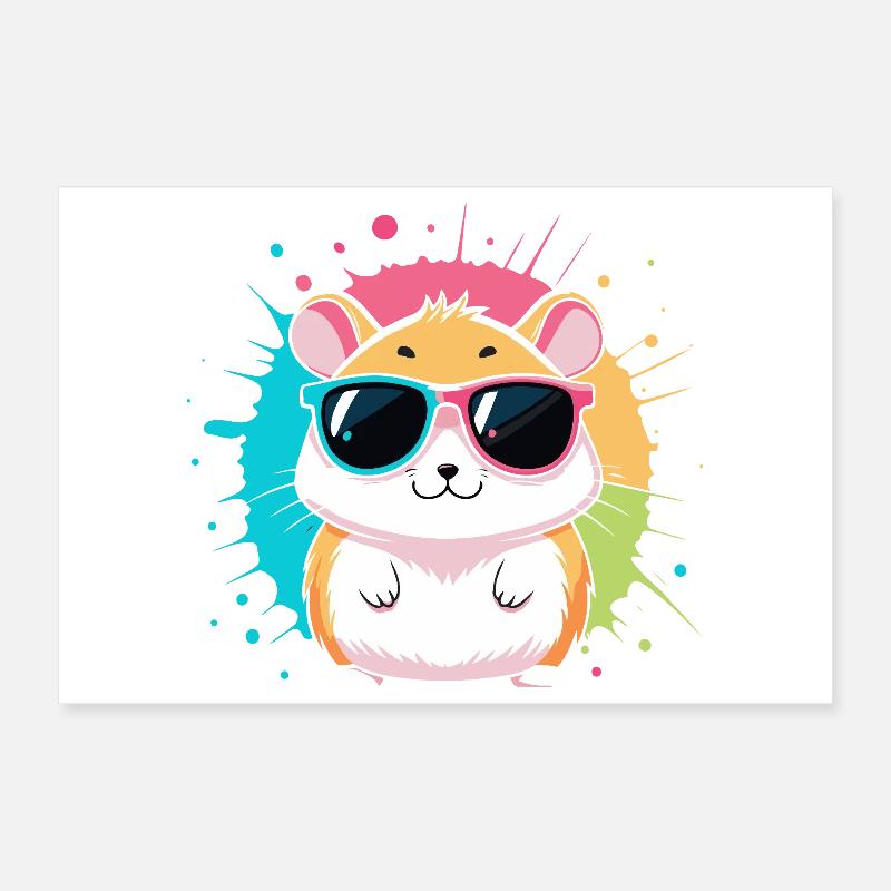 Colorful Sun Hamster In Flashy Glasses Poster 12" x 8" (30x20 cm)