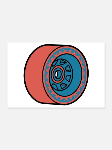 Skateboard Rolle Longboard - Poster 30x20 cm - Weiß - Vorne