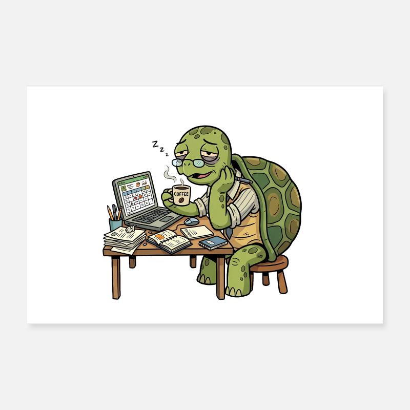 Monday Mood Turtle Poster 12" x 8" (30x20 cm)