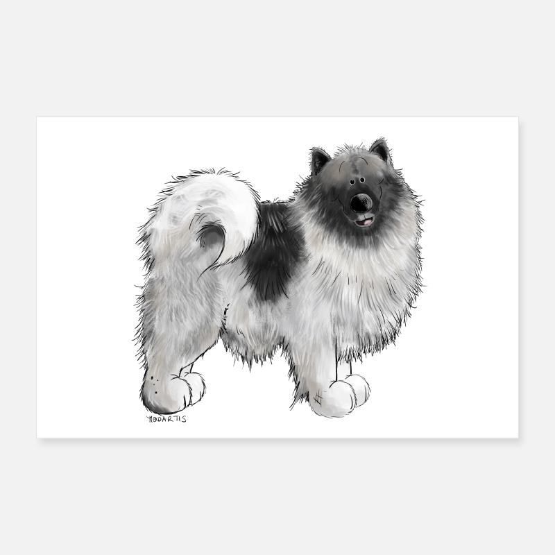 Wolfsspitz Hundemotiv I Comic Hund Geschenk Poster 30x20 cm