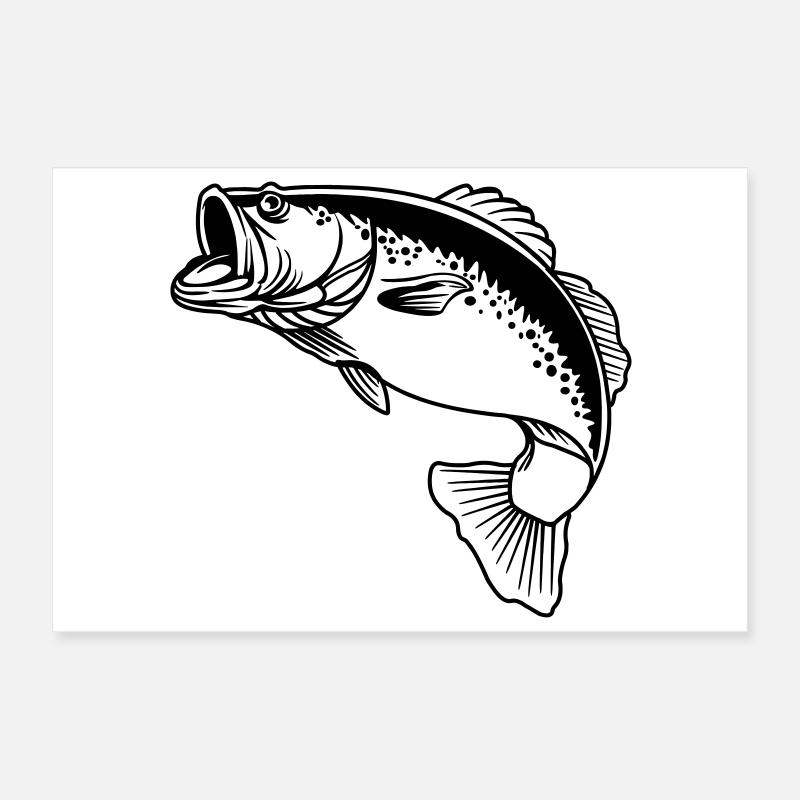 Logo transparent de poisson pour pêcheur Poster 30 x 20 cm