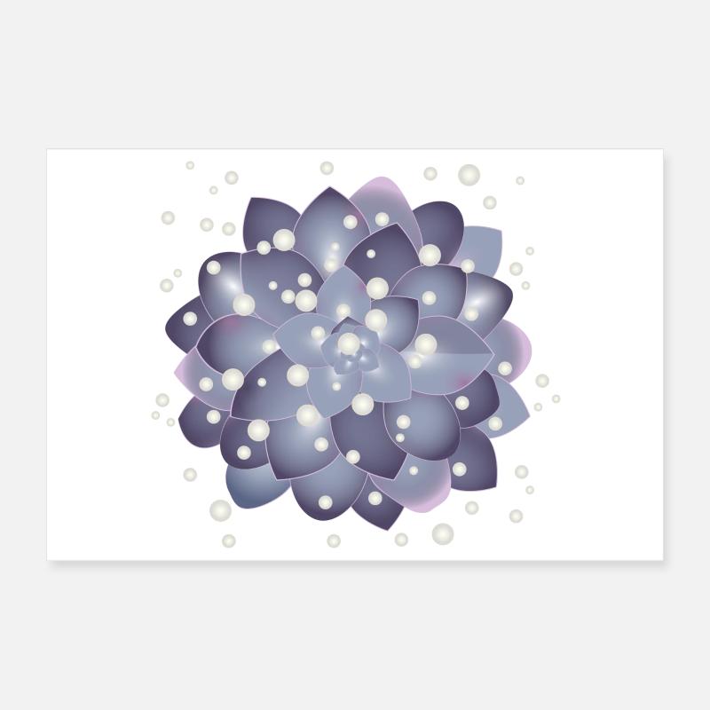 belle fleur succulente avec des perles Poster 30 x 20 cm