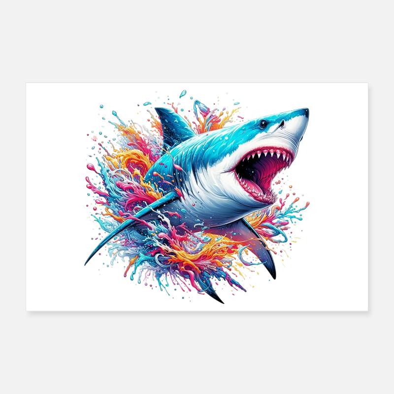 Shark Poster 12" x 8" (30x20 cm)